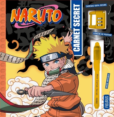 Carnet secret Naruto. Avec 1 stylo à encre invisible et 1 cadenas 100 % secure