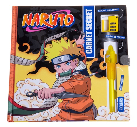 Carnet secret Naruto. Avec 1 stylo à encre invisible et 1 cadenas 100 % secure