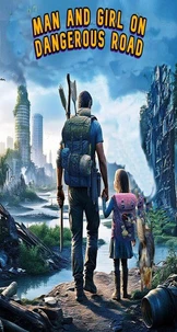 Man and girl on dangerous road