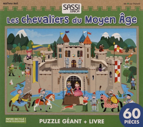 Mathew Neil - Les chevaliers du Moyen Age - Puzzle géant de 60 pièces avec un livre.