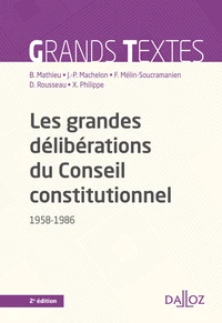 Les grandes délibérations du Conseil constitutionnel (1958-1986)