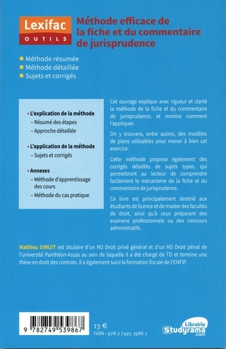 Méthode efficace de la fiche et du commentaire de jurisprudence 2e édition