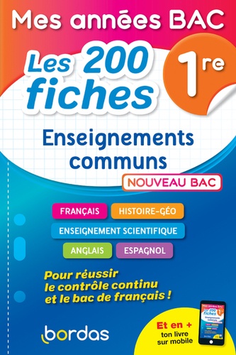 Mathieu Meyrignac et Loïc Hamandjian - Enseignements communs 1re Mes années bac - Les 200 fiches.