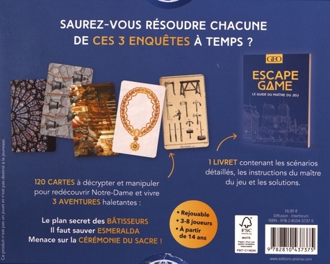 Escape Game. Au coeur de Notre-Dame ; 3 enquêtes de 45 minutes