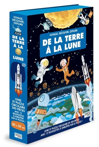 Matteo Gaule et Valentina Bonaguro - De la Terre à la Lune - Livre et puzzle circulaire de 200 pièces avec 12 silhouettes à emboîter sur le puzzle !.