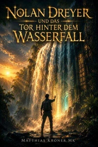 Nolan Dreyer und das Tor hinter dem Wasserfall