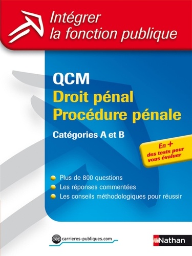 QCM droit pénal procédure pénale - Catégories A et B. Format : ePub 3 FL