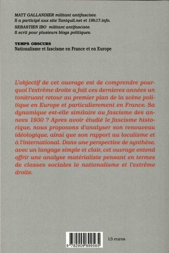 Temps obscurs. Nationalisme et fascisme en France et en Europe