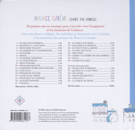 Maurice Carême chanté par Domitille  avec 1 CD audio