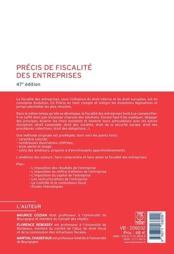 Précis de fiscalité des entreprises  Edition 2023-2024