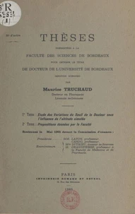 Étude des variations du seuil de la douleur sous l'influence de l'altitude simulée