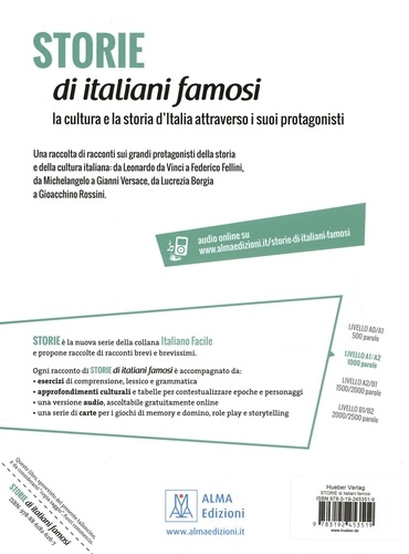 Storie di italiani famosi. La cultura e la storia d'Italia attraverso i suoi protagonisti. Livello A1/A2, 1000 parole