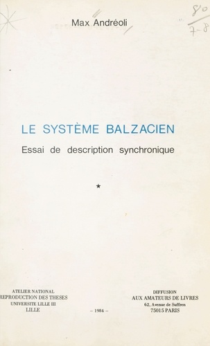 Le système balzacien : essai de description synchronique (1)