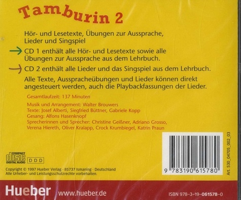 Tamburin 2. Deutsch für Kinder  2 CD audio