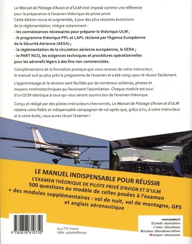 Manuel de pilotage d'avion et d'ULM. PPL(A)-LAPL (A) - ULM. Avec un livret de progression à détacher 7e édition