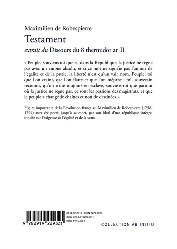 Testament, extrait du discours du 8 thermidor an II