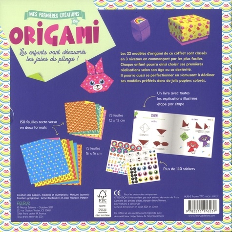Mes premières créations en origami. Avec 2 blocs de papier et des autocollants