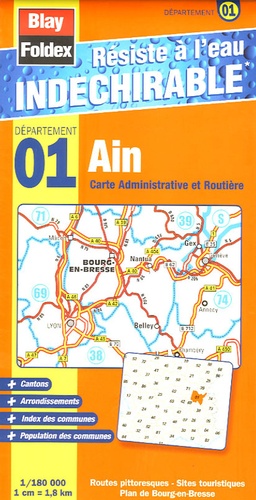  Blay-Foldex - Ain - 1/180 000 Carte Administrative et Routière.