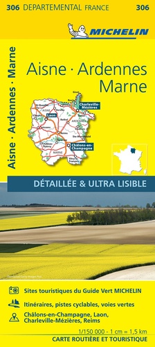  Michelin - Aisne, Ardennes, Marne - 1/150 000.