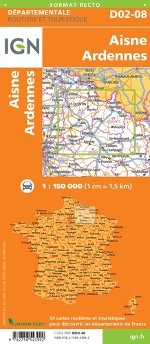 Aisne, Ardennes. 1/150 000