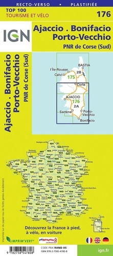Ajaccio, Bonifacio, Porto-Vecchio, PNR de Corse (Sud). 1/100 000
