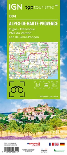 Alpes-de-Haute-Provence. Digne, Manosque, PNR du Verdon, Lac de Serre-Ponçon. 1/100 000