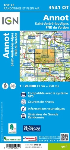Annot, Saint-André-les-Alpes, PNR du Verdon. 1/25 000