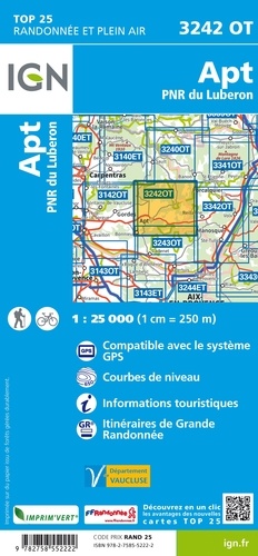 Apt. PNR du Lubéron. 1/25 000