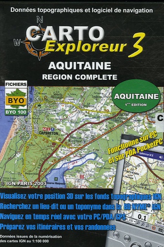  IGN - Aquitaine Région complète - Données topographiques et logiciels de navigation. 1 Cédérom