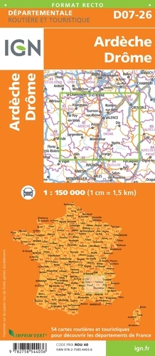 Ardèche, Drôme. 1/150 000