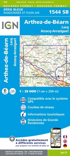 Arthez-de-Béarn, Lacq, Arzacq-Arraziguet. 1/25 000