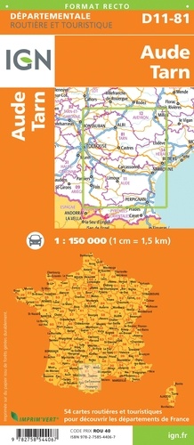 Aude Tarn. 1/150 000