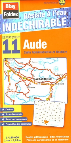  Blay-Foldex - Aude - 1/180 000 Carte Administrative et Routière.