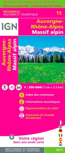 Auvergne-Rhône-Alpes, Massif alpin. 1/250 000