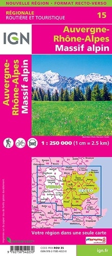 Auvergne-Rhône-Alpes, Massif alpin. 1/250 000