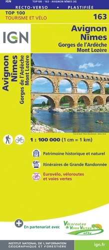 Avignon, Nîmes, Gorges de l'Ardèche, Mont Lozère. 1/100 000
