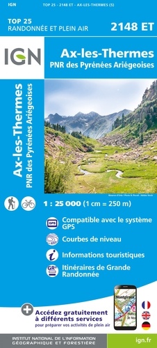 Ax-les-Thermes. PNR des Pyrénées Ariégeoises. 1/25 000
