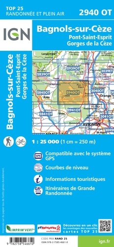 Bagnols-sur-Cèze, Pont-St-Esprit, Georges de la Cèze. 1/25 000