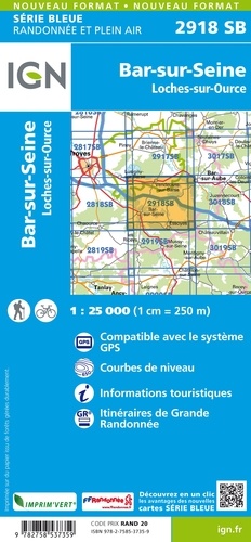 Bar-sur-Seine, Loches-sur-Ource. 1/25 000