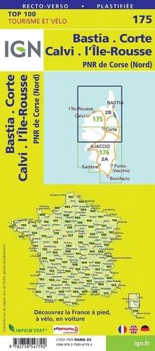 Bastia, Corte, Calvi, l'Ile-Rousse, PNR de Corse. 1/100 000