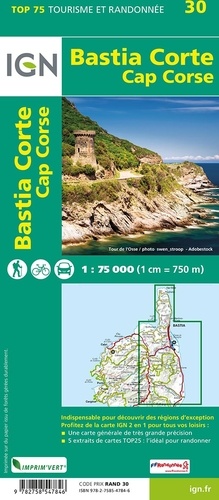 Bastia Corte, Cap Corse. 1/75 000 2e édition