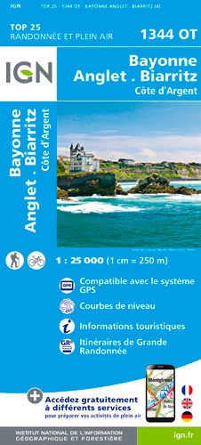  IGN - Bayonne Anglet Biarritz Côte d'Argent - 1/25 000.