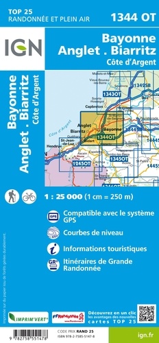 Bayonne Anglet Biarritz Côte d'Argent. 1/25 000 5e édition