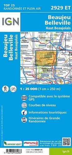 Beaujeu, Belleville, Haut Beaujolais. 1/25 000