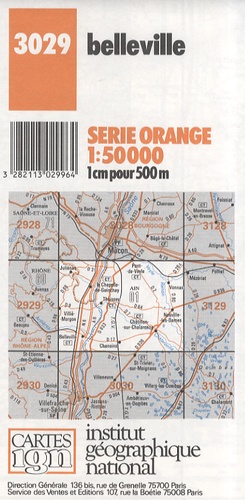 IGN - Belleville - Carte topographique 1/50 000.