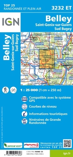 Belley. Saint-Genix-sur-Guiers, Sud Bugey. 1/25 000 3e édition