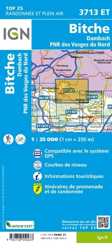 Bitche, Dambach, PNR des Vosges du Nord. 1/25 000