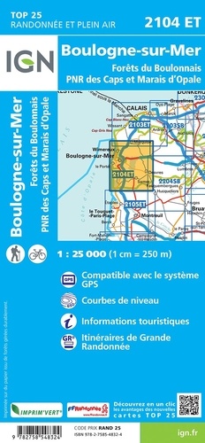 Boulogne-sur-Mer, Forêts du Boulonnais, PNR des Caps et Marais d'Opale. 1/25 000