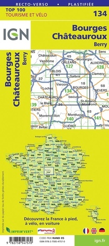 Bourges, Châteauroux. 1/100 000