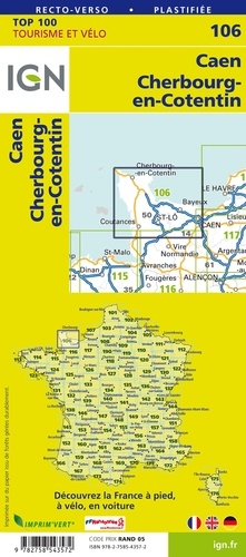 Caen, Cherbourg-en-Cotentin. 1/100 000 4e édition